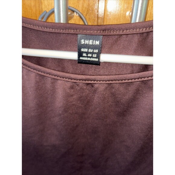 SHEIN Two Piece Set Crop Top Wide Leg Pants Women XL Cozy Knit Chocolate Brown - Picture 3 of 10